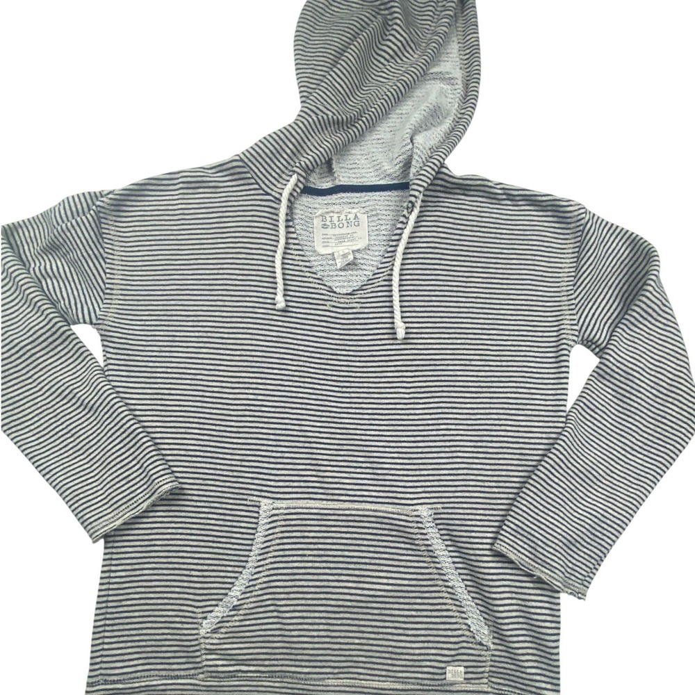 Billabong‎ Womens Navy White Striped Pullover Hoodie Sweatshirt Large J6051OPS